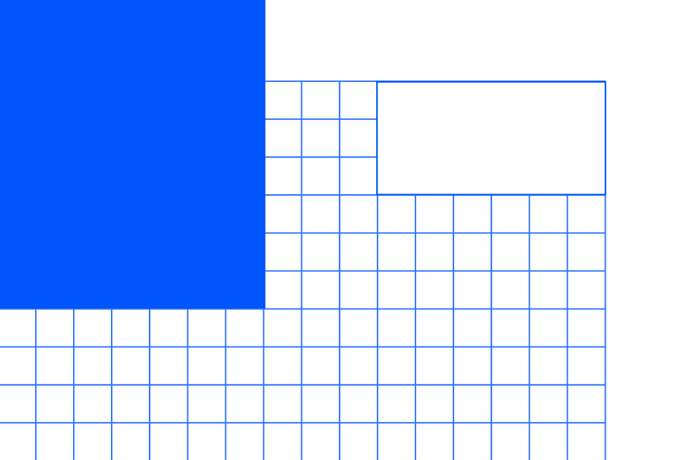 A blue square overlays a blue grid